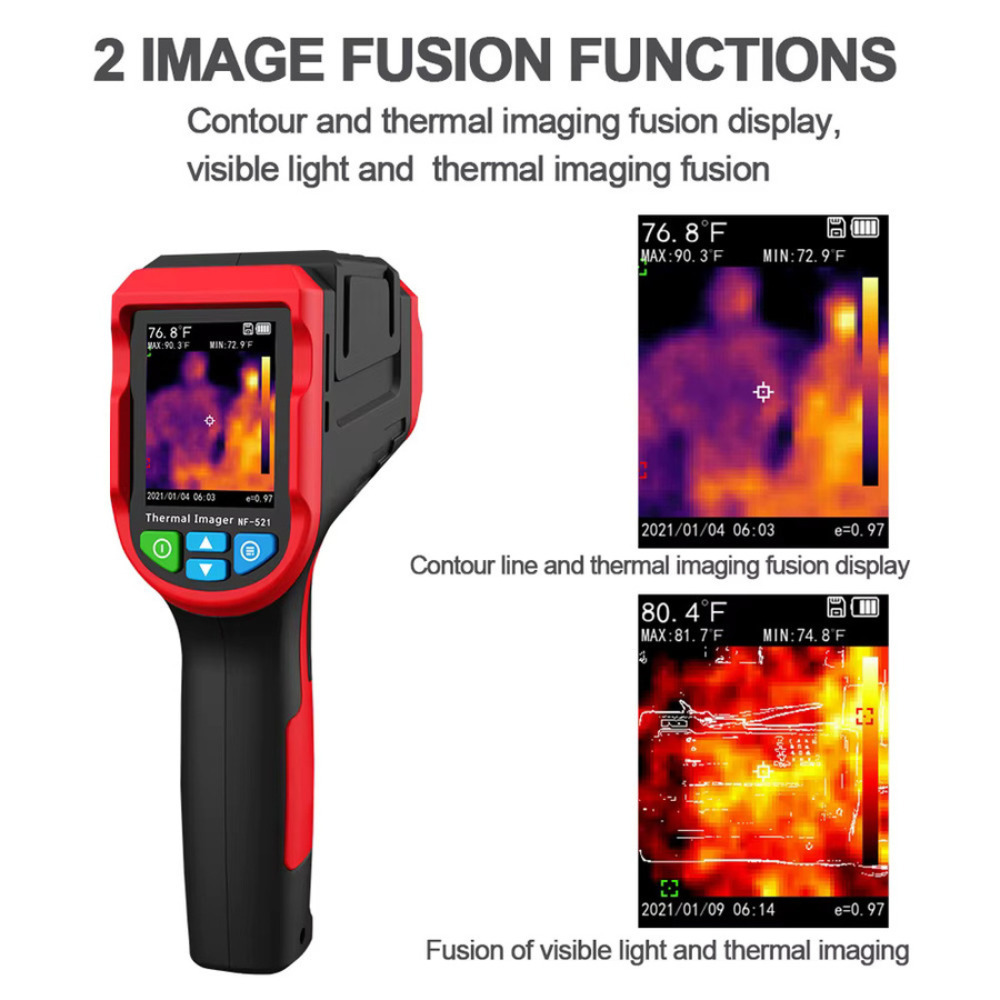 Noyafa NF 521 Hand-Infrarot-Wärmebildkamera mit 1024 Pixel-Sensor und 340 x 240 Auflösung als Thermometer und Detektor für Fußbodenheizungen in Rot - Bild 2
