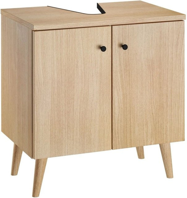 Erst-Holz Unterschrank für Waschtisch in Eiche Dekor mit Füßen und Regalböden - Bild 1