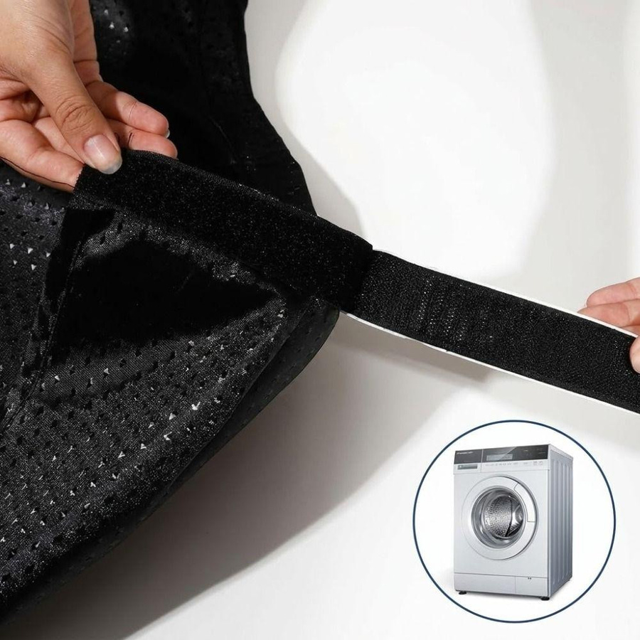 Yiluwhc Waschbarer Vorhang für Unterschränke als selbstklebende Abdeckung für Badezimmer und Waschküche, Schwarz, B: 140 cm, H: 83 cm - Bild 3