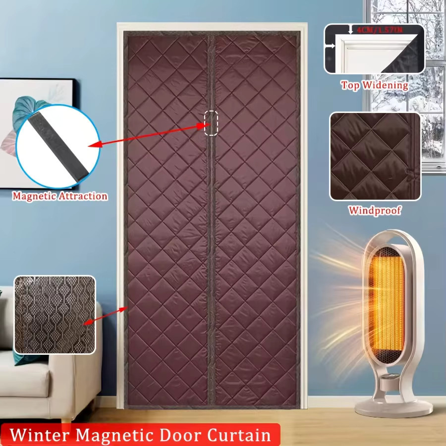 Magnetischer Thermovorhang aus Oxford Heavy Duty Polyester, Energiesparend und Thermoisolierend, Mehrfarbig/Braun, B: 80 cm, H: 210 cm - Bild 5