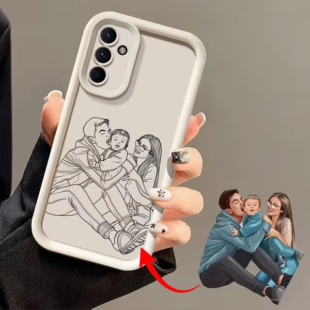 Personalisierte handgezeichnete TPU-Silikon-Handyhülle für Samsung Galaxy S26 S25 Ultra Plus S20 FE A56 A55 A35 A16 5G A05S in Rot und Weiß - Bild 1