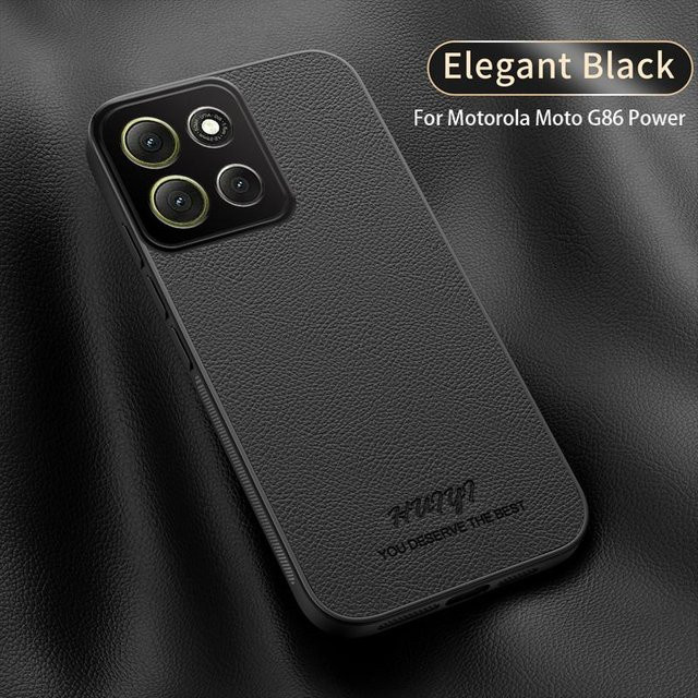 Motorola Moto G35 5G Silikonhülle mit mattem Lederetui und magnetischem Rahmen in Schwarz - Bild 1