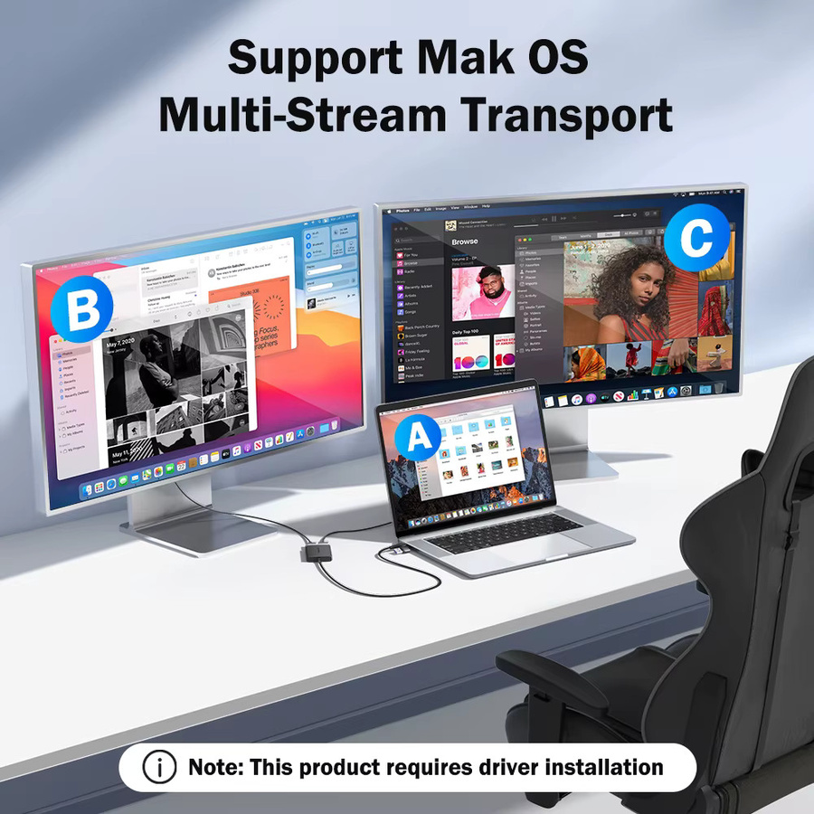 Lemorele Dual HDMI USB C Hub Adapter mit 4K UHD Auflösung für Macbook, Laptop und Projektor - Bild 5