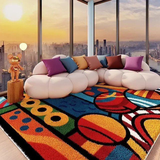 VIKAMA Plüschteppich in Bunt für Wohnzimmer und Schlafzimmer mit niedlichem Cartoon-Design - Bild 1