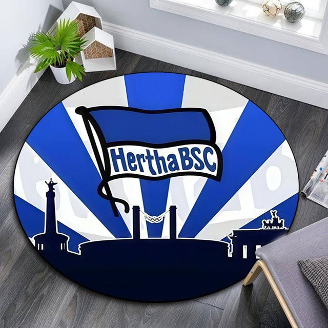 Runder Teppich Hertha BSC Berlin in Blau, rutschfest und waschbar, Durchmesser: 80 cm - Bild 1