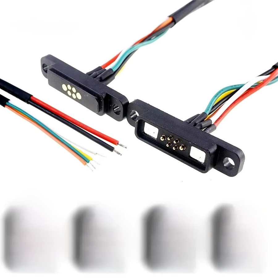 RTLECS Magnetische Pogo Pin Stecker Set mit Flachbandkabel, 5A DC Pogopin Männlich und Weiblich, IP67 wasserdicht, Farbe: Schwarz - Bild 1