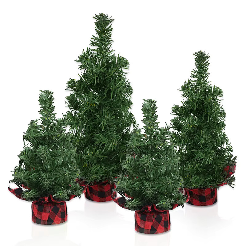 ZQNYCY Mini-Weihnachtsbaum aus Kunststoff in Grün, Tischdeko mit Tannennadelzweigen, Höhe: 15 cm - Bild 5