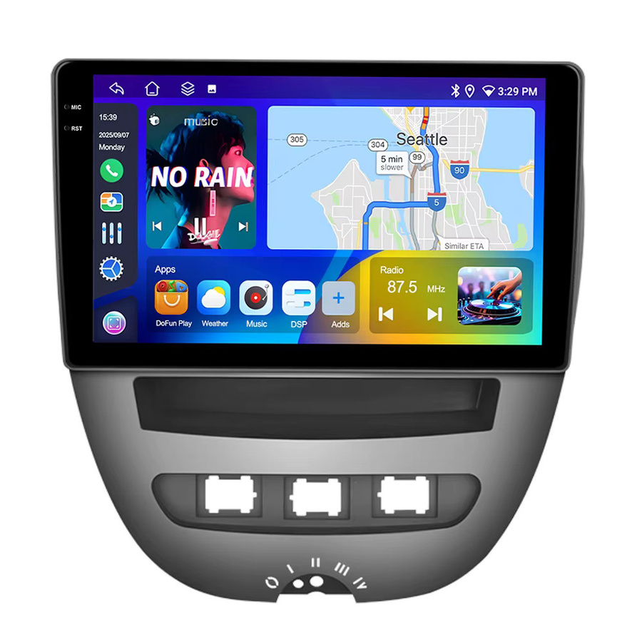 Podofo 10 Zoll Android Autoradio mit kabellosem CarPlay, GPS, Bluetooth und DSP für Toyota Aygo 2004-2014, Peugeot 107 und Citroen C1 in Schwarz - Bild 6