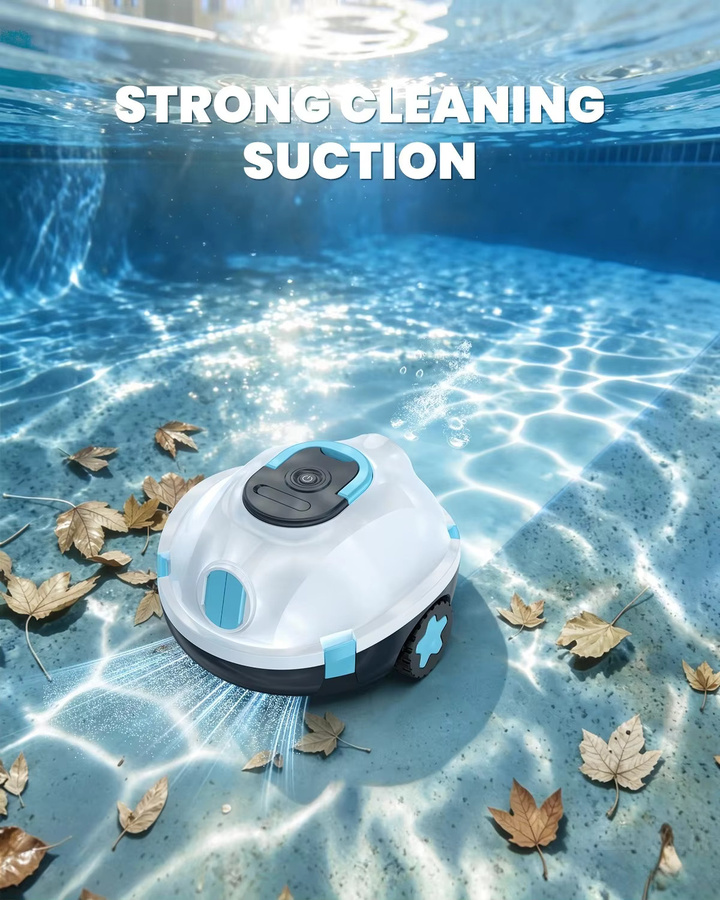 Vastorm Y20S Kabelloser Roboter-Poolreiniger Automatischer Poolsauger mit 120 Minuten Laufzeit, 180μm Filter und IPX8 Wasserdichtigkeit in Schwarz-Weiß - Bild 1