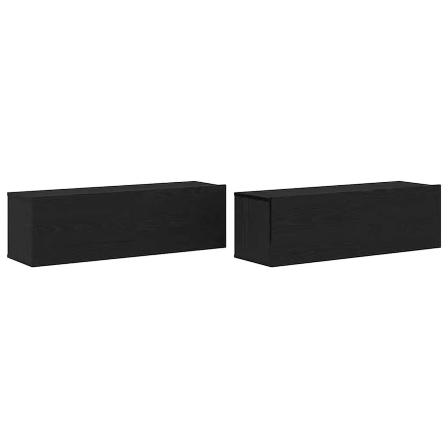 vidaXL TV-Schrank Set aus Holzwerkstoff, 2 Stück, Schwarz, B/T/H: 100 x 30 x 30 cm - Bild 2