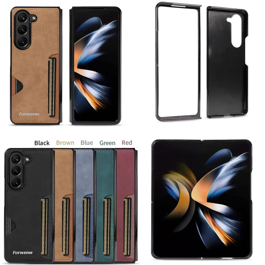 Leder-Handtasche für Samsung Galaxy Z Fold 7 6 5 4 3 mit Kartenfächern in Schwarz - Bild 2