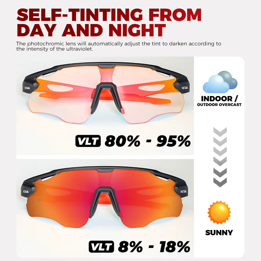 VICTGOAL Sportsonnenbrille Photochrome, Vollrand, Kunststoff, Unisex - Bild 5