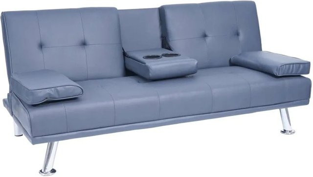 MCW 3er-Sofa F60 Schlafsofa aus Kunstleder in Dunkelblau mit Schlaffunktion, Breite: 166 cm, Tiefe: 97 cm, Höhe: 81 cm - Bild 2