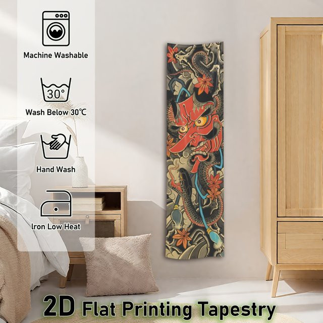 VIKAMA Japanischer Yokai Wandteppich mit traditioneller Monster-Illustration in Multicolour als vertikaler Anime-Wandbehang aus Textil - Bild 1