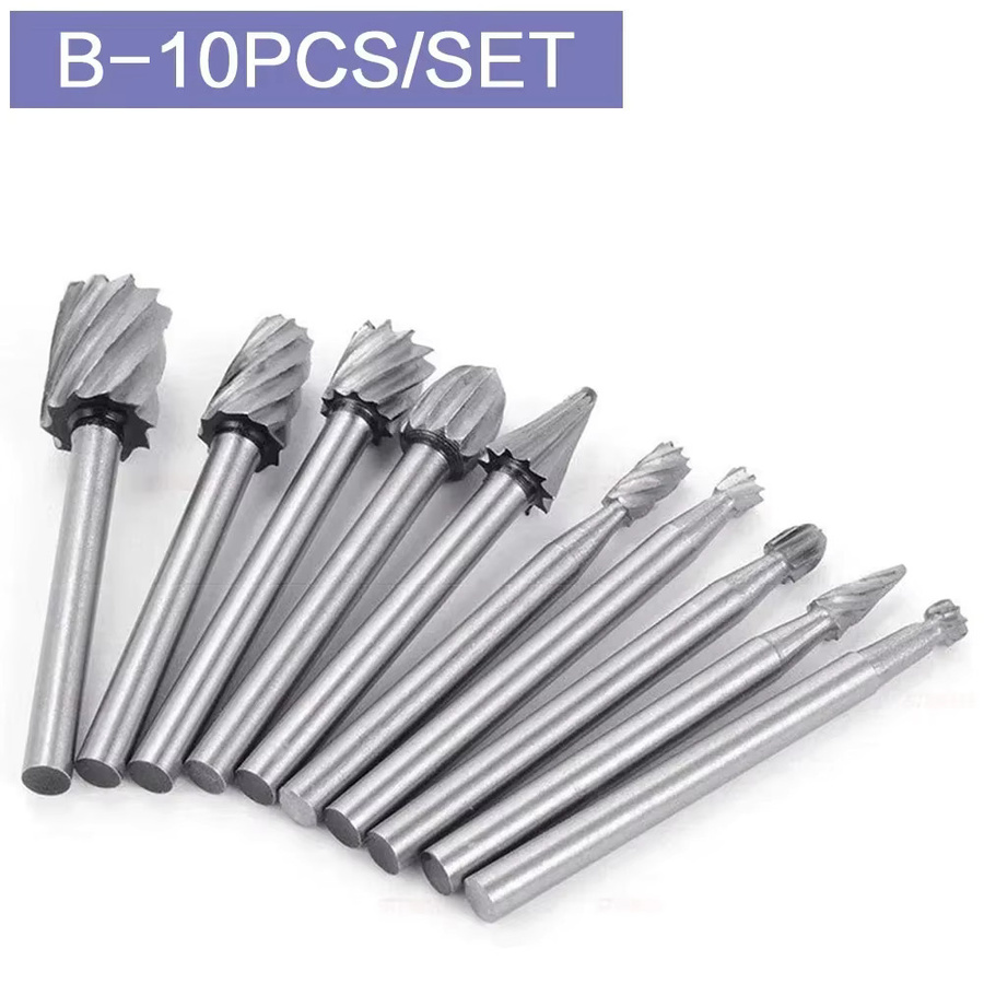 Stonego HSS Rotary Feile Set zum Schnitzen und Gravieren mit 3 mm Schaft für Holz, Metall und Kunststoff in Silber - Bild 3