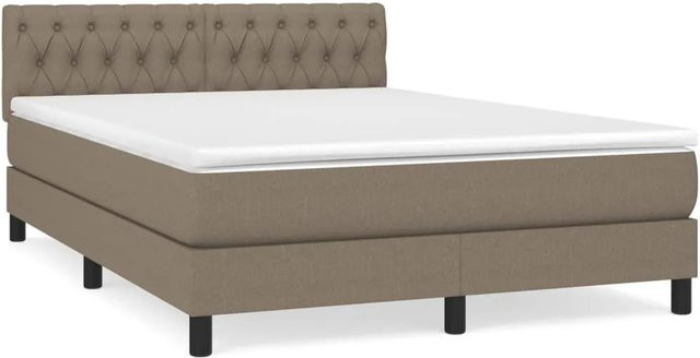 vidaXL Boxspringbett Hybrid mit Matratze und Taschenfederkern in Taupe, B/T: 140 x 200 cm - Bild 1