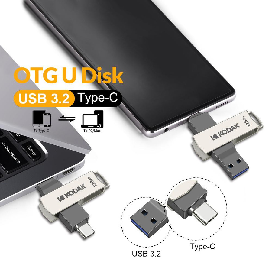 Kodak K273 USB-C OTG USB 3.2 Flash-Laufwerk aus Metall in Silber mit 32 GB - Bild 7