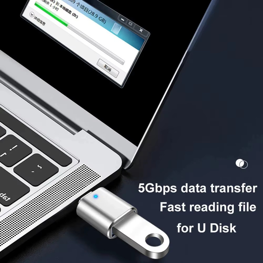 NNBILI USB 3.0 Typ-C auf USB-A OTG Adapter in Silber - Bild 3
