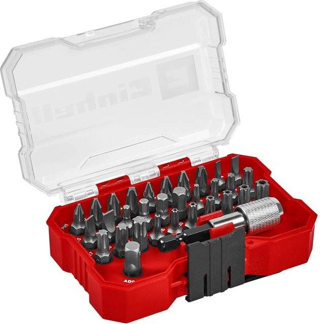 Einhell Bit-Set aus CrV-Stahl mit Gürtelclip, 30-teilig, rot/transparent - Bild 1