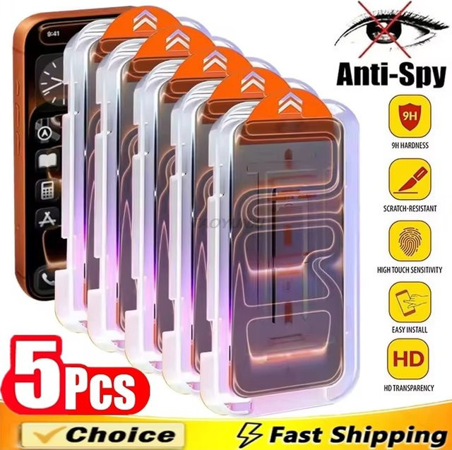 Sichtschutz-Displayschutzfolien aus gehärtetem Glas für Apple iPhone Modelle, transparent - Bild 1