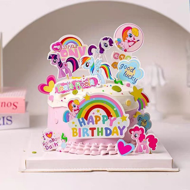 Hasbro My Little Pony Kuchendekoration Topper Regenbogen Wolke Heißluftballon Schloss - Bild 1