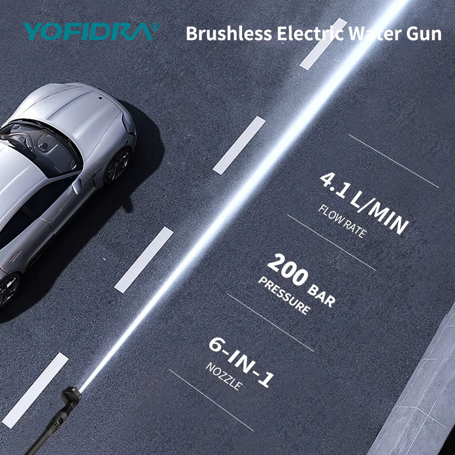 YOFIDRA Bürstenloser Hochdruckreiniger Kabellose Elektrische Wasserpistole mit Eimer für Makita 21V Akku - Bild 4