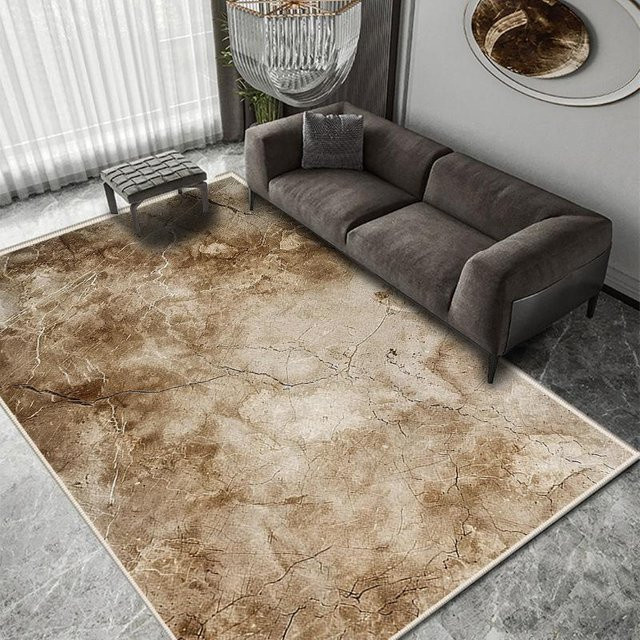 Wasserdichte Bodenmatte aus Crystal Velvet in Steinoptik für Wohnzimmer und Schlafzimmer, Farbe: Braun, B/T: 60 x 40 cm - Bild 1