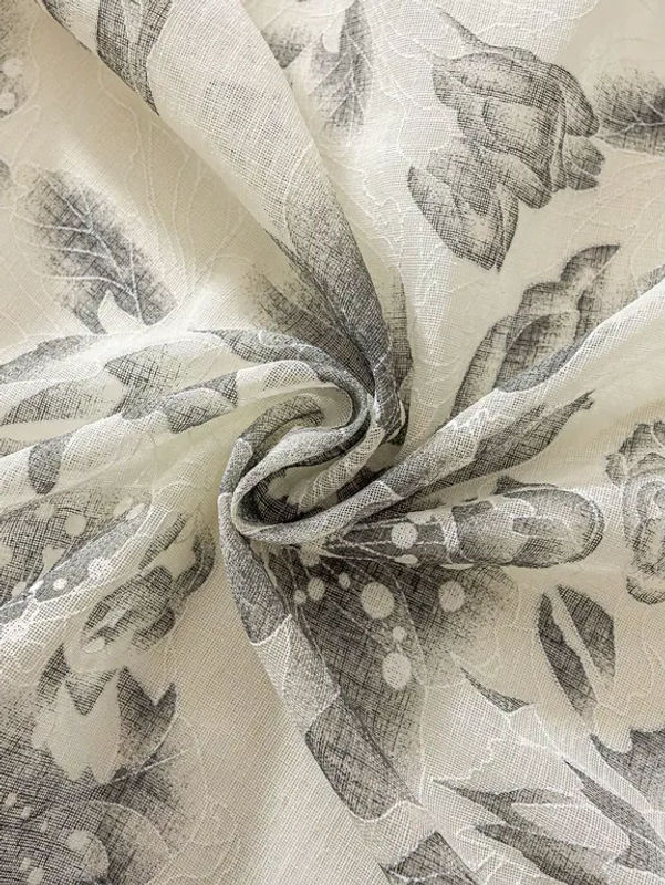 EASHION Vorhang mit floralem Aquarell-Blumenmuster im Landhausstil, transparent, mehrfarbig, B: 60 cm, H: 130 cm - Bild 4