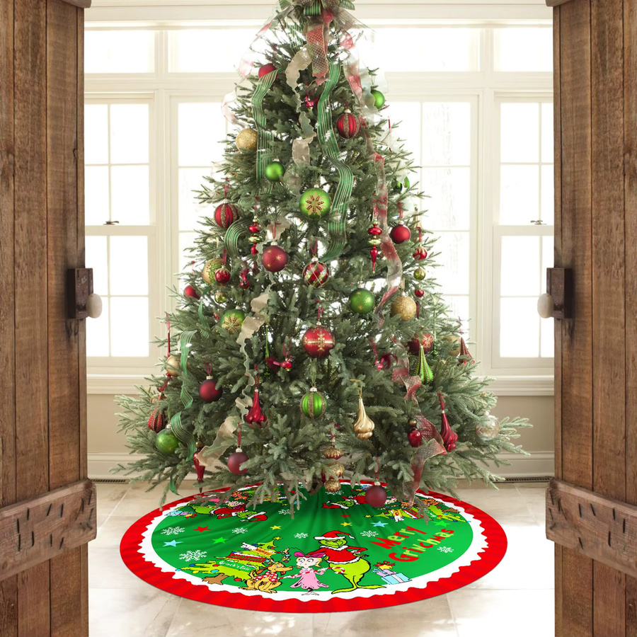 VIKAMA Weihnachtsbaumrock im Bauernhaus-Stil, weich und lustig, Rot und Grün - Bild 6