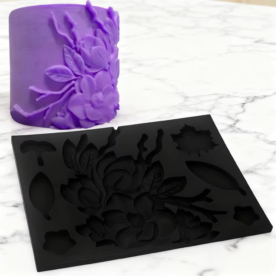Meibum Relief Magnolia Silikonmatte in Schwarz für Fondant, Kuchen und Schokolade - Bild 3