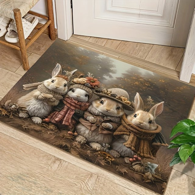 VIKAMA Willkommensmatte mit Osterhasen-Motiv, rechteckig, mehrfarbig, B/T: 60 x 40 cm - Bild 1