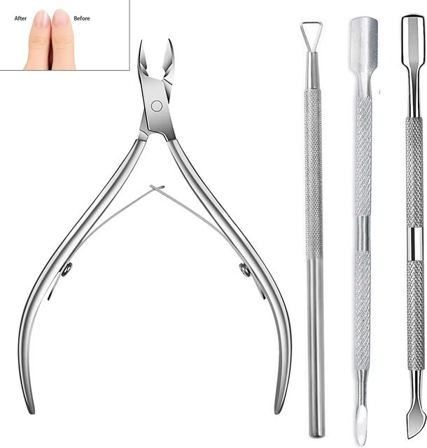 LINMANDA Nagelhautzange mit Nagelhautschieber, Nagelhautentferner und Trimmer, Edelstahl - Bild 1