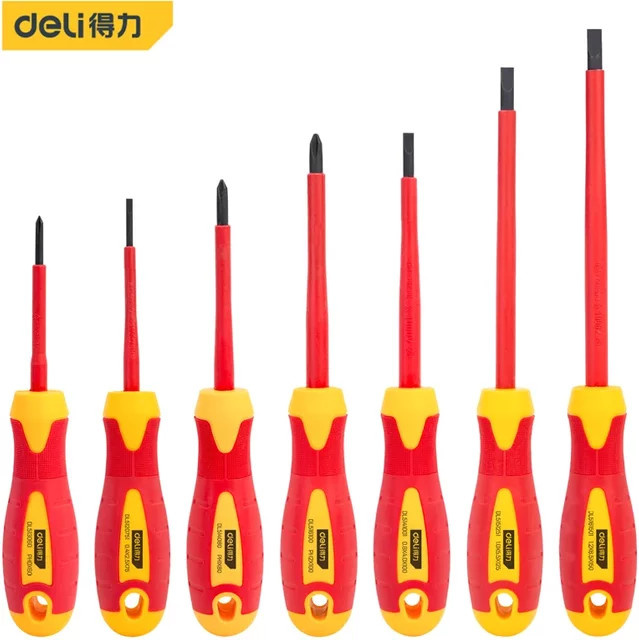 Deli VDE isolierter Schraubendreuser-Satz 1000V mit Schlitz und Phillips für Elektriker, 5/7 Stück - Bild 1