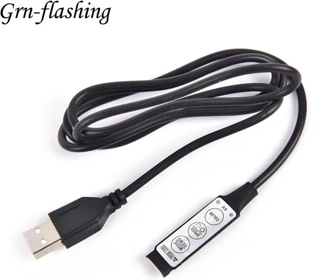 RGB-Controller mit 3 Tasten und USB-Anschluss für 5V 5050 2835 LED-Streifen, Schwarz - Bild 1