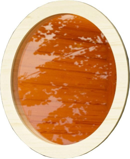 Karibu Saunafenster Rund Klarglas in Elfenbeinweiß mit Fichtenholz, B/H/T: 84 x 84 x 3,8 cm - Bild 3
