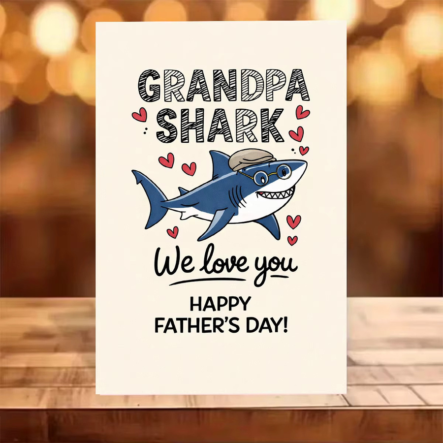 Grußkarte zum Vatertag Grandpa Shark Motiv Mehrfarbig aus Papier - Bild 3