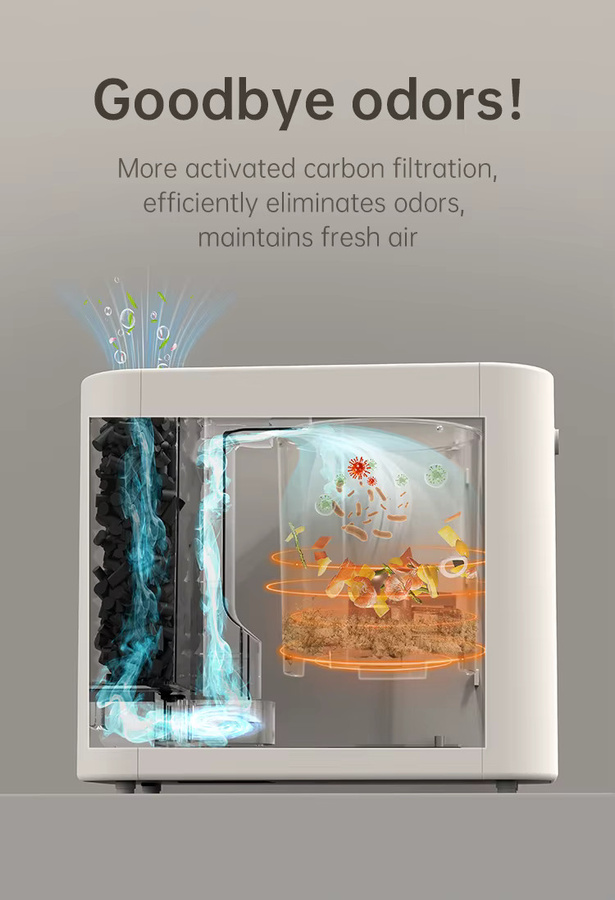 BEECO HQD-260C Küchenkomposter in Weiß mit 2,5 l Kapazität, UVC-Entkeimung, Kindersicherung und LCD-Bildschirm - Bild 2
