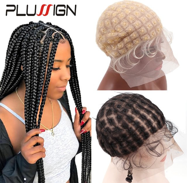 plussign Perückenkappe, Doppel Volle Spitze, Beige Schwarz, 113 Knoten, mit Babyhaar HD Spitze - Bild 1