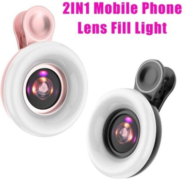 NVPONE 15X Makroobjektiv für dein Smartphone mit LED-Ringblitz in Pink - Bild 1