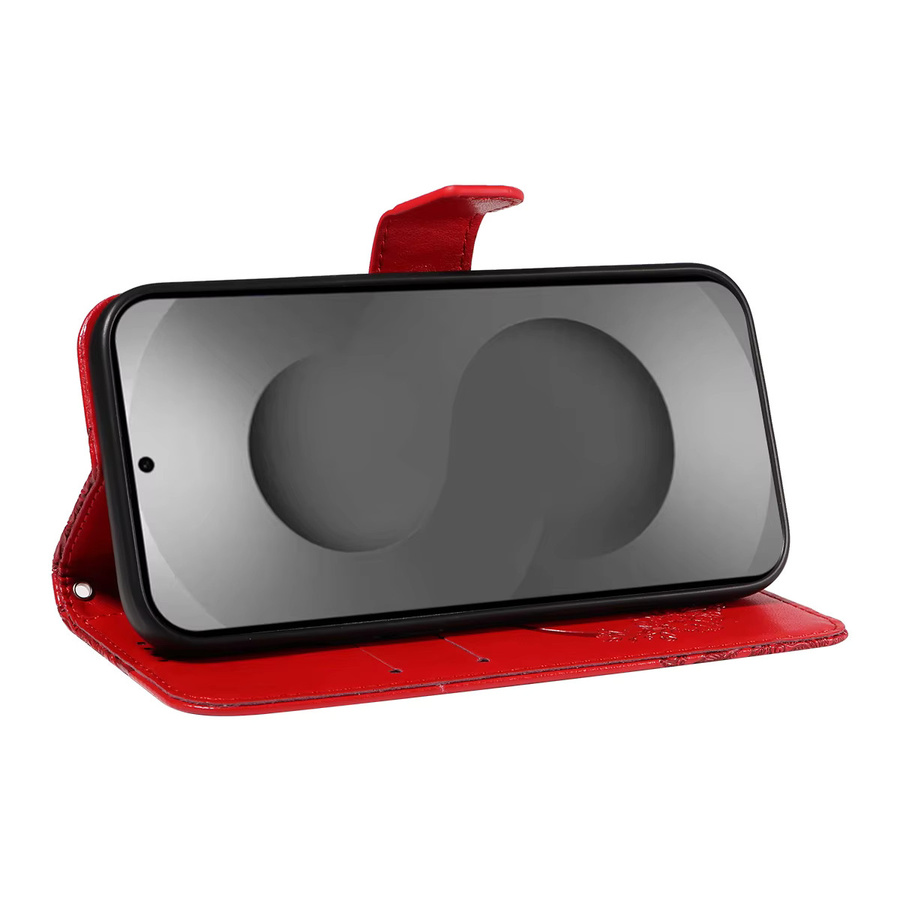 Magnetische Leder-Brieftaschenhülle für Samsung Galaxy S26 Plus, S26 Edge oder S26 Ultra in Rot mit 3D-Schmetterlingsprägung und Ständerfunktion - Bild 4