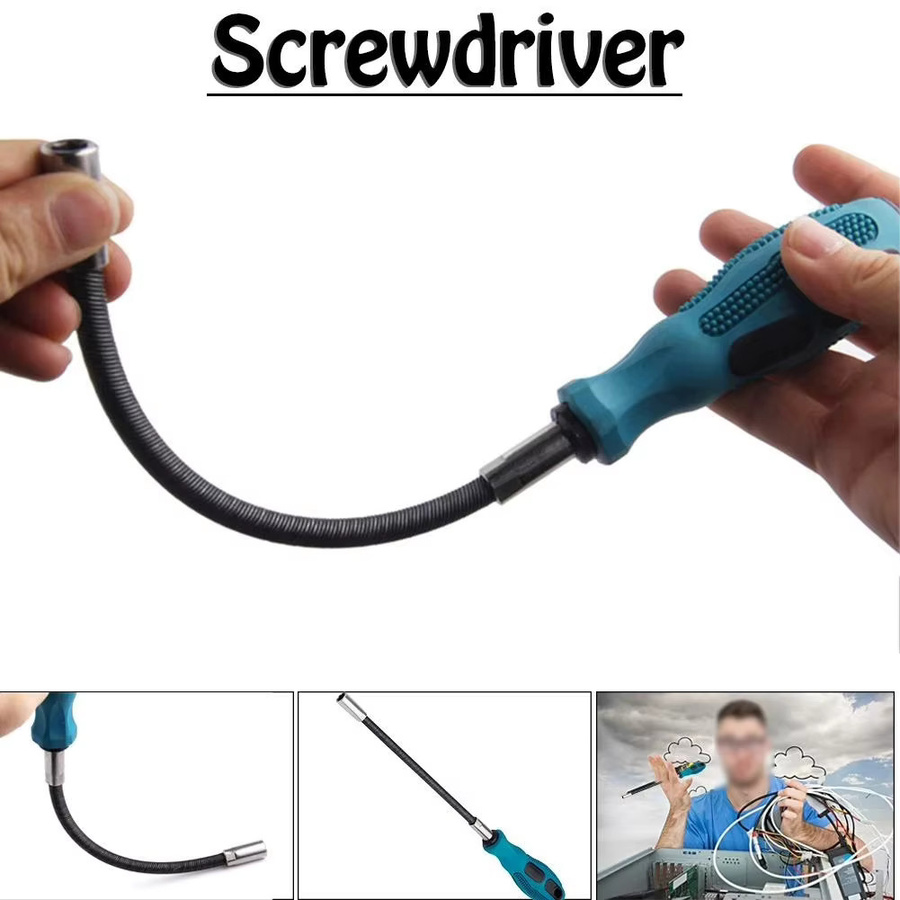 VIBRATITE Multifunktionaler flexibler Steckschlüssel-Schraubendreher in Blau-Grün mit 7 mm Sechskant - Bild 3