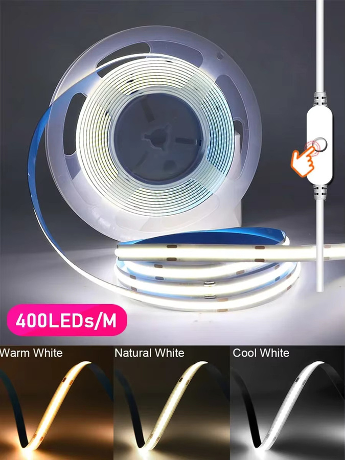 Acosh Neon COB LED-Streifen Warmweiß mit 400 LEDs pro Meter, flexible Hochdichte LED-Bänder für Küchen- und Raumdekoration, Breite: 8 mm - Bild 5