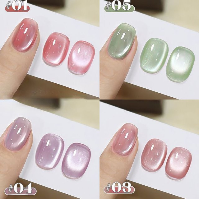 SHAKA Gel Nagellack, Katzenauge, Rosa Grün, Schimmernd - Bild 1