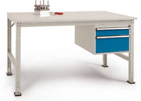 Manuflex AU5765.6011 Universal Arbeitstisch mit Multiplex-Platte, höhenverstellbar, B/T/H: 200 x 80 x 76-87 cm - Bild 1