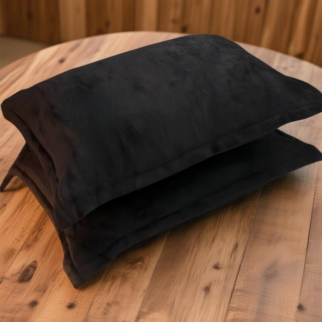 Fleecegefütterter Kissenbezug aus Milchsamt von HomeHarmony in Schwarz, B/H: 40 x 60 cm - Bild 1