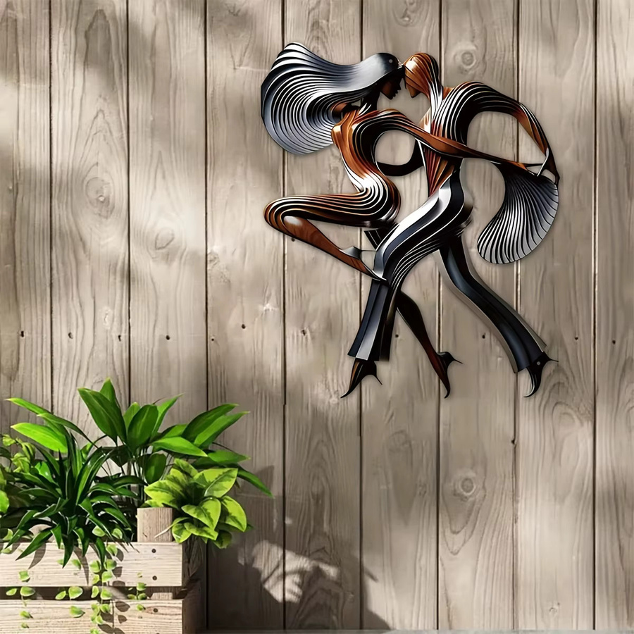 DDPNKL Metall-Wanddekoration Tanzendes Paar als Wandskulptur für Zuhause, Terrasse und Balkon - Bild 2
