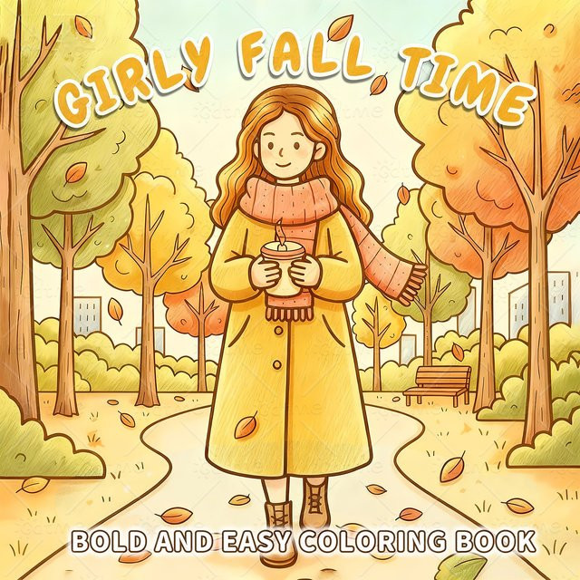 MÄDCHEN FALL TIME Malbuch für Erwachsene und Teenager in Multicolour mit dickem Papier - Bild 1
