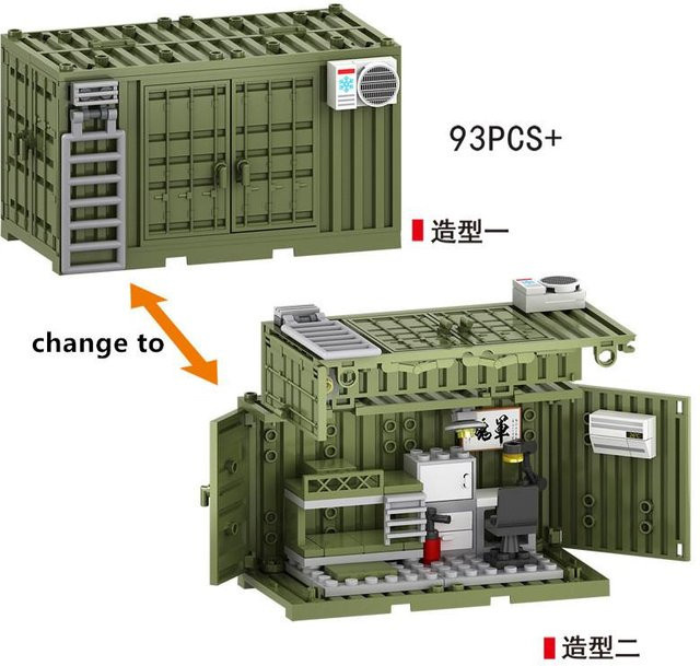 Militärlager Waffen Ausrüstung Lager Gebäude Bausteine, Set, ab 6 Jahren - Bild 1