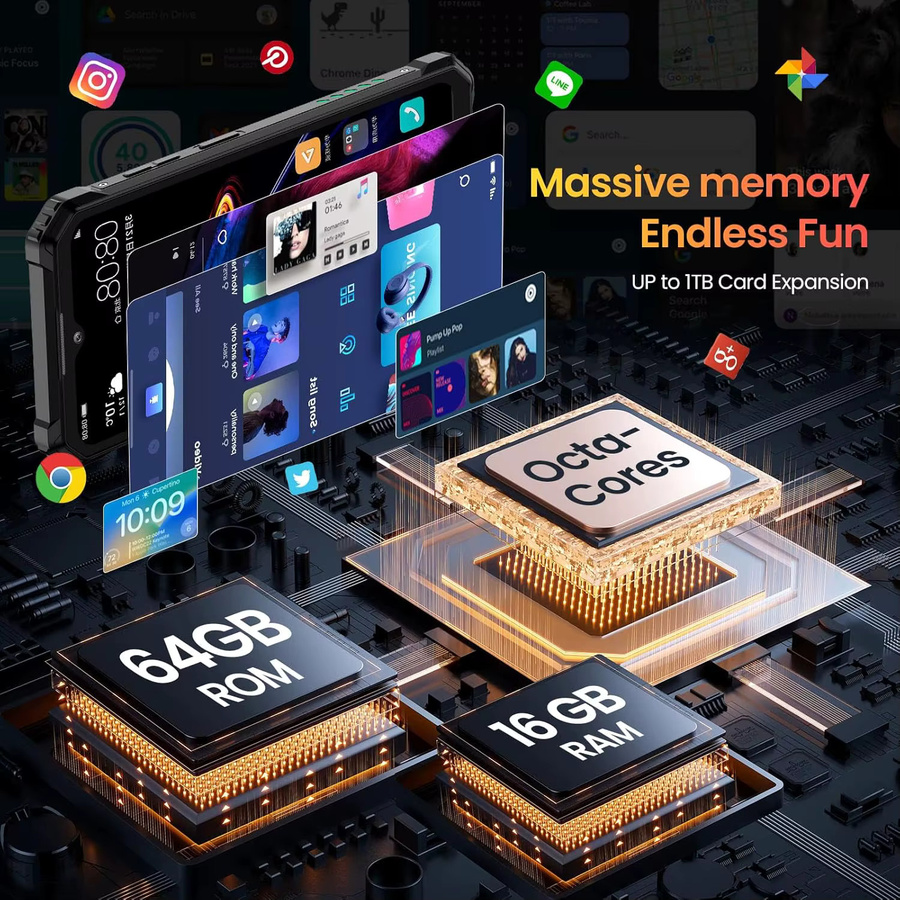 OUKITEL WP28E Robustes Smartphone in Schwarz mit 64GB ROM, 10600mAh Akku, 6,52 Zoll Bildschirm und 4G Dual-SIM - Bild 5