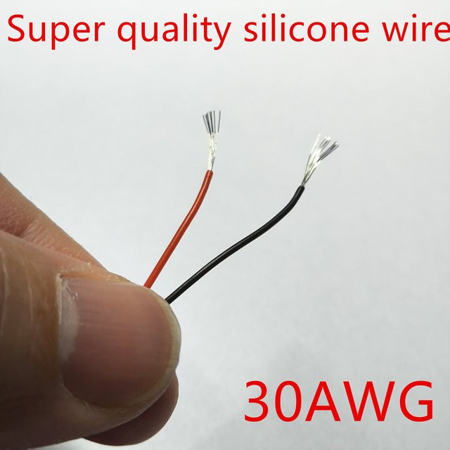Pixiuonline Hitzebeständiges Silikonkabel 30AWG mit verzinnter Kupferleitung in Rot und Schwarz für DIY Modellbau - Bild 1